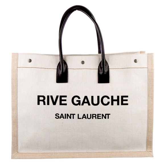 Saint Laurent Rive Gauche Tote in Canvas with black handle handle - Picture 1 of 5
